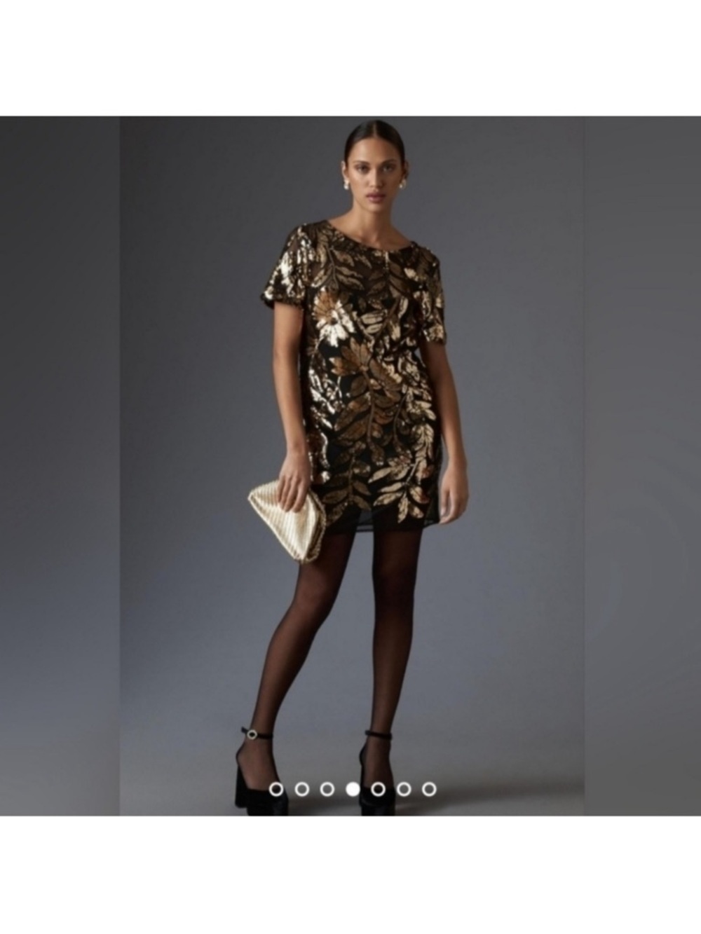 NWT Anthropologie Maeve Short-Sleeve Sheer Embellished Mini Dress Size XS Petite - Picture 2 of 10